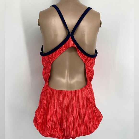 Nike Racerback One Piece Red Striped Swimsuit Size XL - Picture 3 of 8